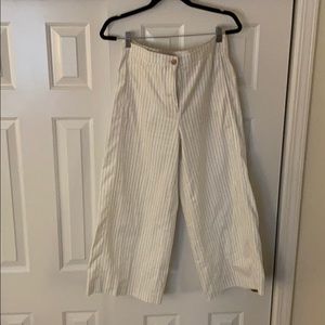 Ann Taylor Black Pinstripe Wide Leg Pants